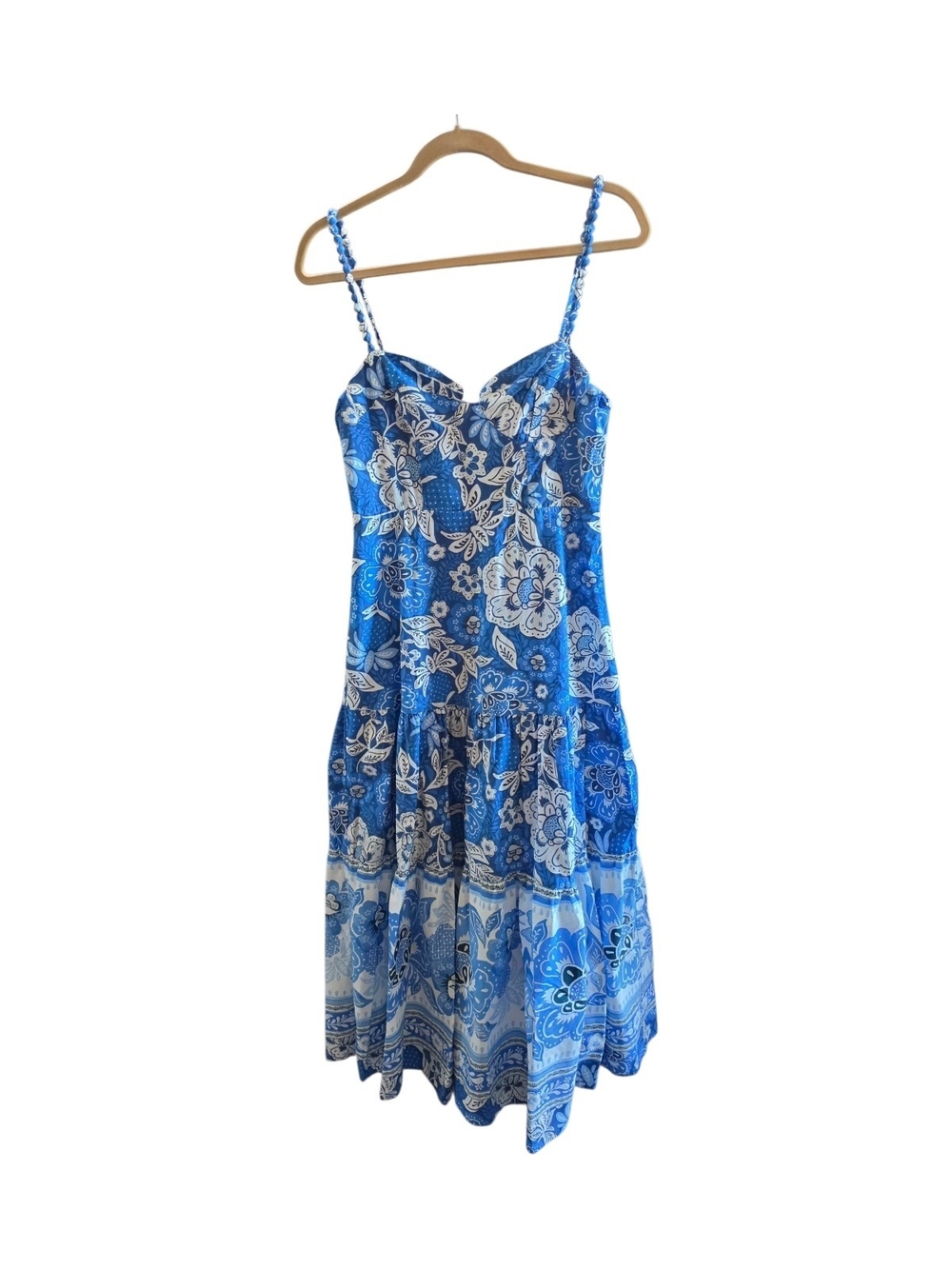 Beautifull FARM Rio Blue and White Floral Maxi Dress size S- excellent condition - Picture 3 of 10